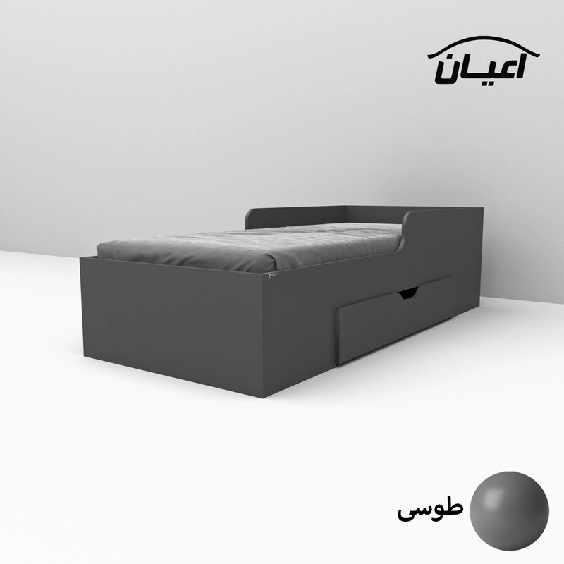 تخت خواب یک نفره اعیان مدل FH611 سایز 80x180 سانتی متر - طوسی