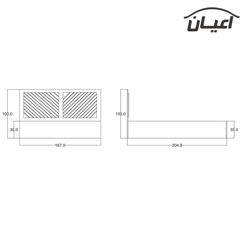 تخت خواب دونفره اعیان مدل FH421 سایز 160x200 سانتی متر - قهوه ای
