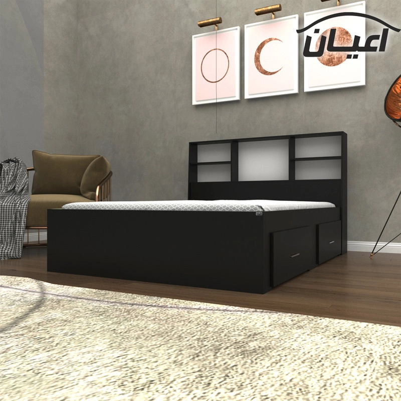 تخت خواب دو نفره اعیان مدل FH276 سایز 160x200 سانتی متر - طوسی