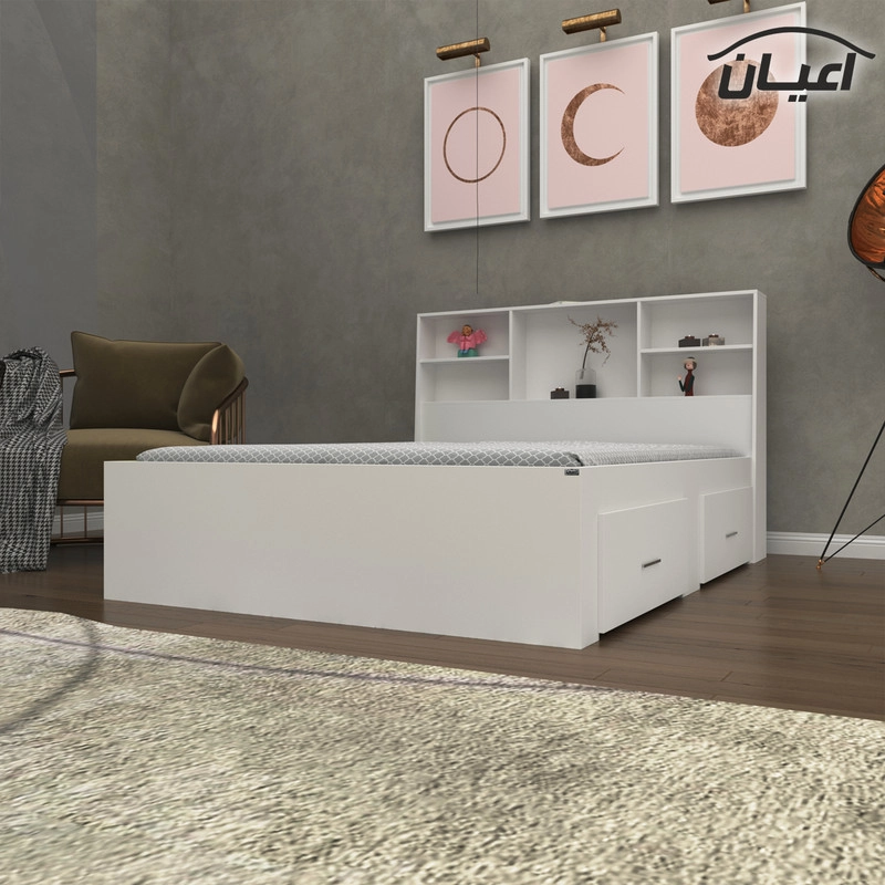 تخت خواب دو نفره اعیان مدل FH276 سایز 160x200 سانتی متر - طوسی