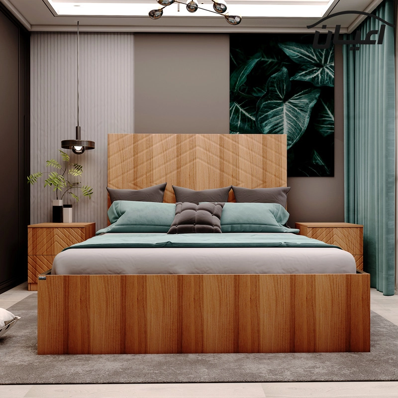 تخت خواب دونفره اعیان مدل FH449 سایز 160x200 سانتی متر - طوسی