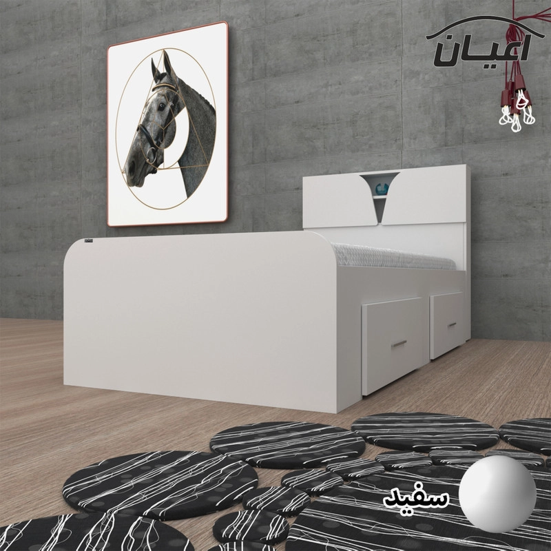 تخت خواب یکنفره اعیان مدل FH509 سایز 120x200 سانتی متر - سفید