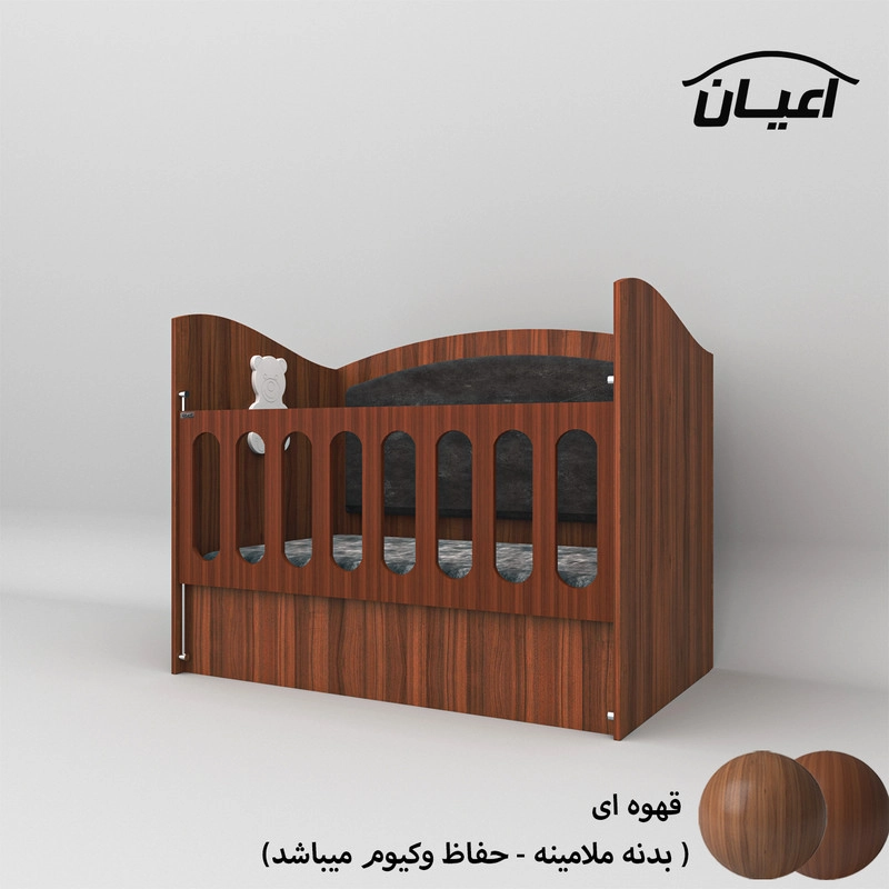 تختخواب کودک اعیان مدل FH598 - گردویی