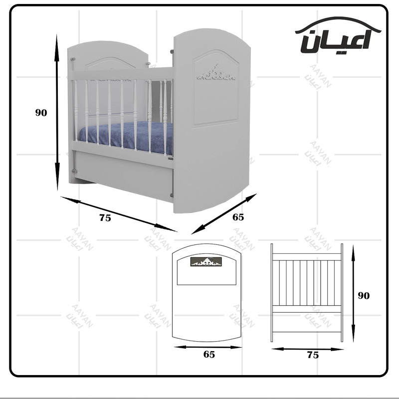 تخت کنار مادر اعیان مدل FH399 سایز 50x70 سانتی متر - سفید