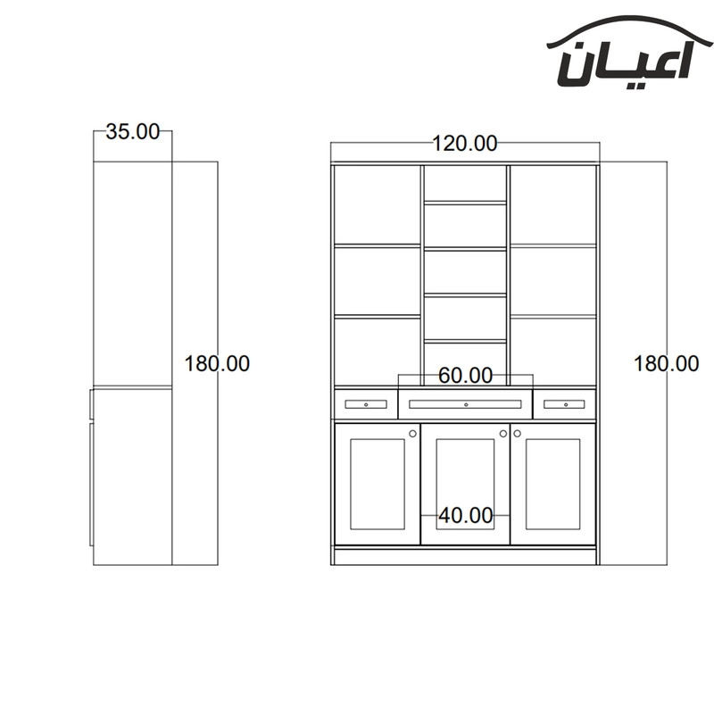 کتابخانه اعیان مدل FH414 - مشکی