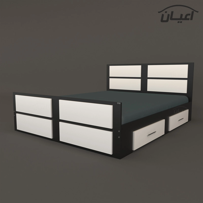 تخت خواب دونفره اعیان مدل FH335 سایز 160x200 سانتی متر - طوسی