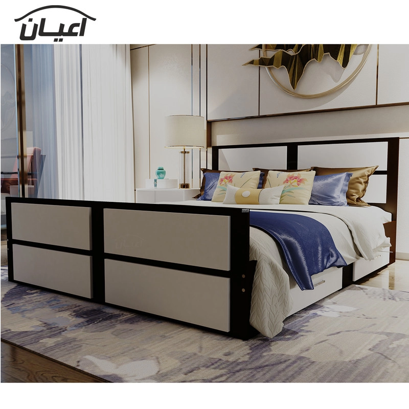 تخت خواب دونفره اعیان مدل FH335 سایز 160x200 سانتی متر - طوسی