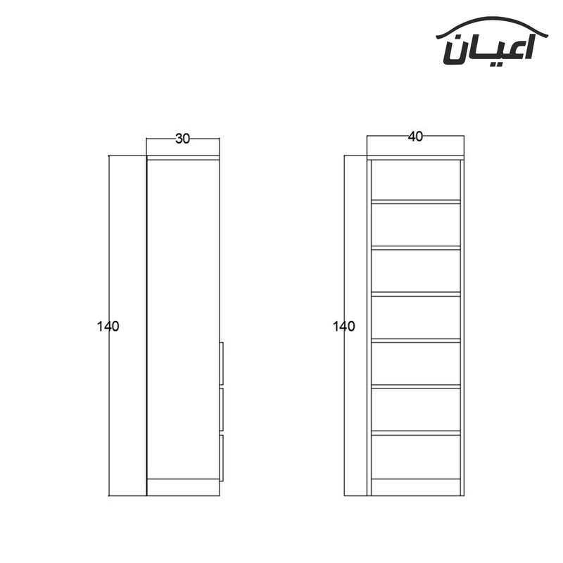 کتابخانه اعیان مدل FH343 - سفید