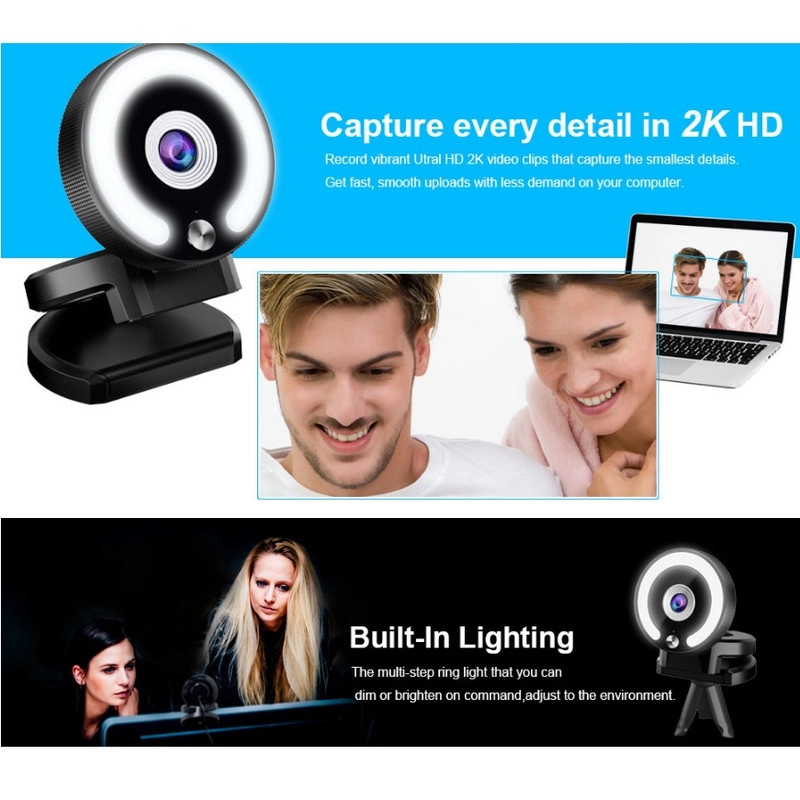 وب کم مدل 2K Streaming with Ring Light