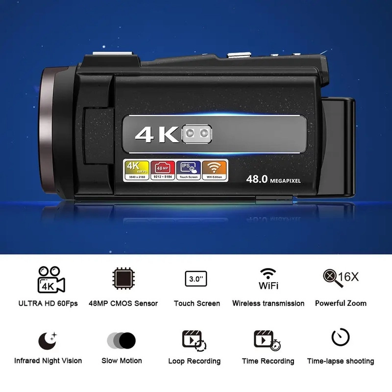 دوربین فیلم برداری مدل 4K 60FPS 48 MP Professional