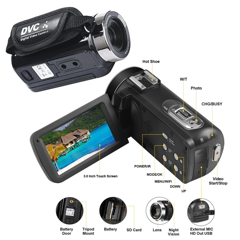 دوربین فیلم برداری کمری مدل 4K 56MP UHD with Night Vision