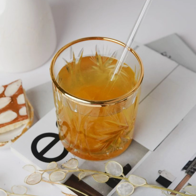لیوان ورمانت مدل خورشیدی لب طلایی بسته 6 عددی